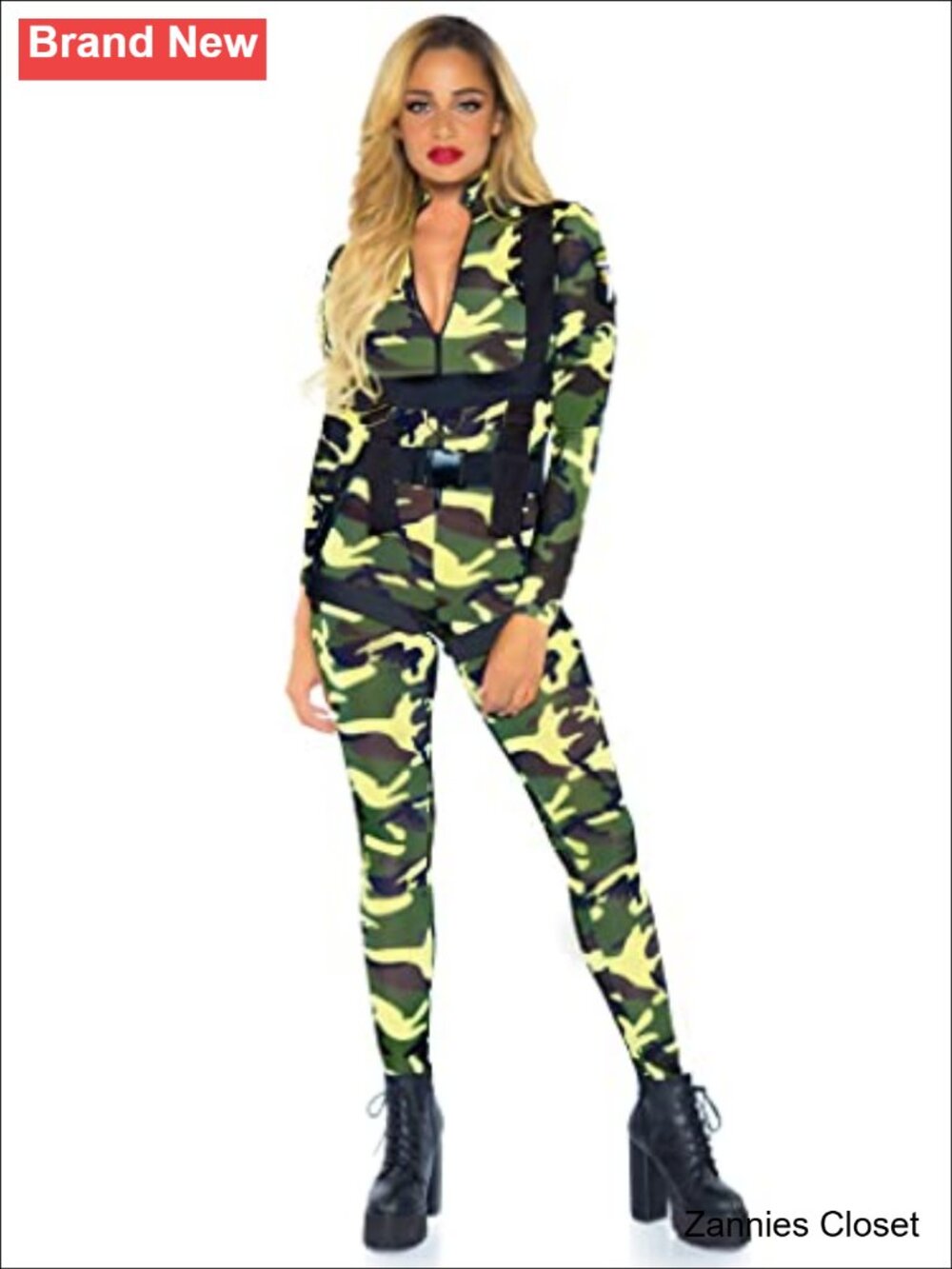 👻 Leg Avenue Pretty Paratrooper Costume 2 Pc Jumpsuit Body Harness
